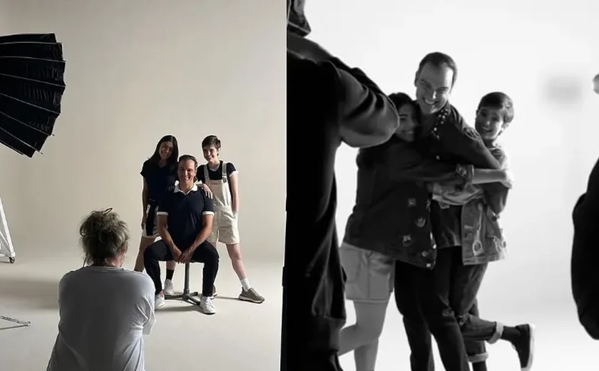Tadeu Schmidt celebra primeiro ensaio de moda com as filhas: 'Muito especial'