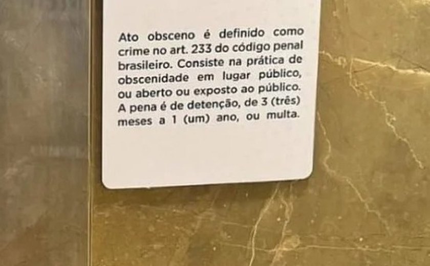 Shopping em Maceió passa a alertar clientes sobre crime de ato obsceno após denúncias em banheiros