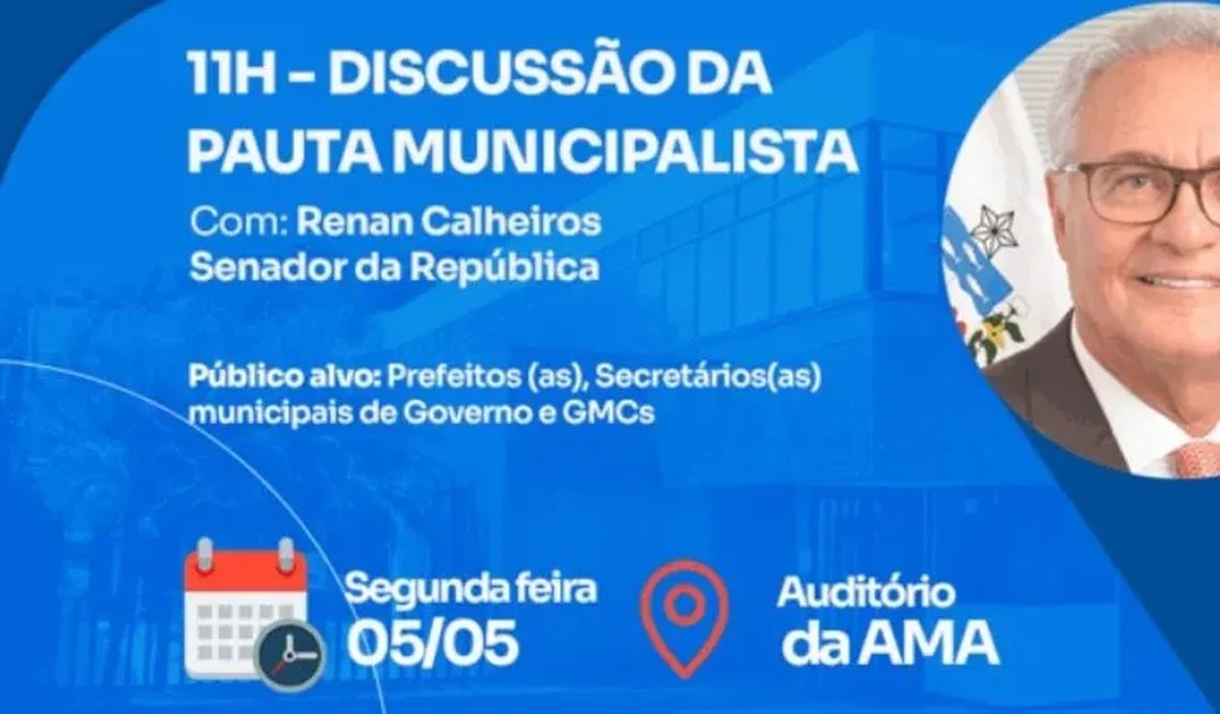 Ida de Renan Calheiros na AMA será mais que uma visita ‘municipalista’