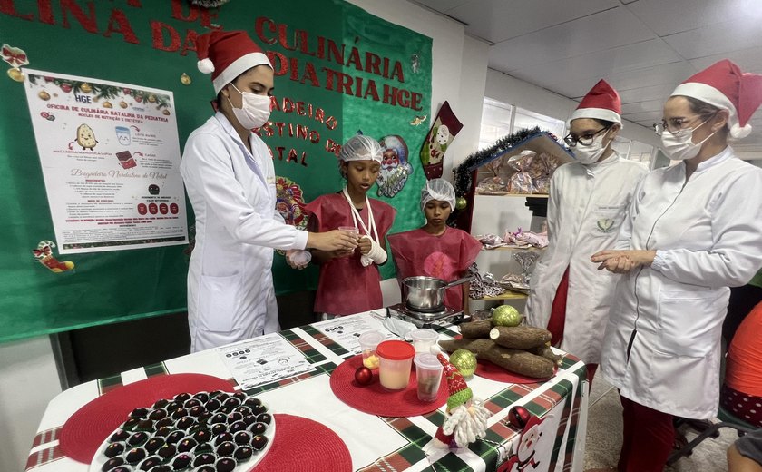 HGE promove oficina de culinária natalina para crianças da pediatria