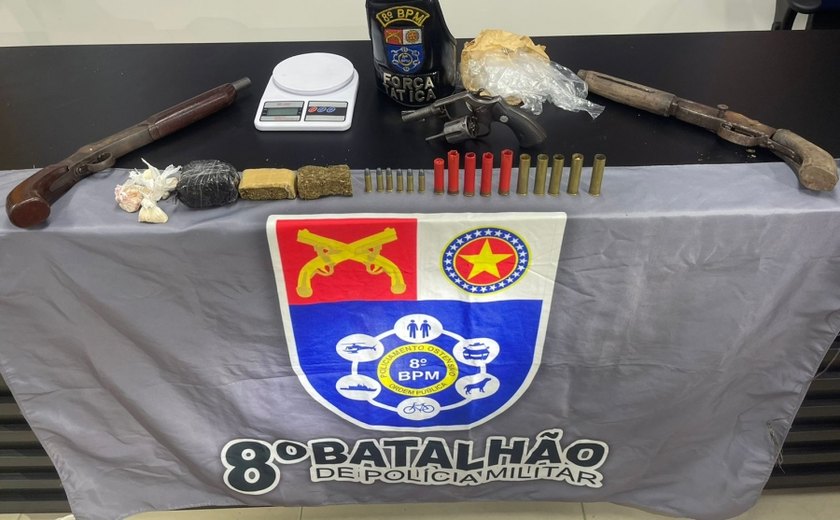 Batalhões apreendem armas, drogas e recuperam veículo roubado em ações distintas na capital e Região Metropolitana