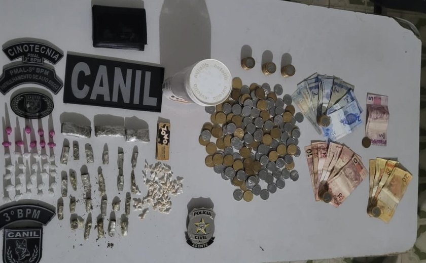 Guarnições apreendem arma e drogas durante ações de combate ao tráfico em Arapiraca e Batalha