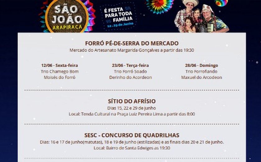 Prefeitura de Arapiraca lança hotsite com programação do São João 2015