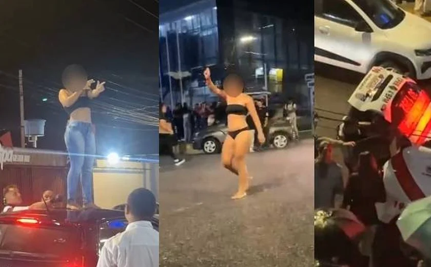 Mulher em estado de surto causa tumulto em rua de faculdade