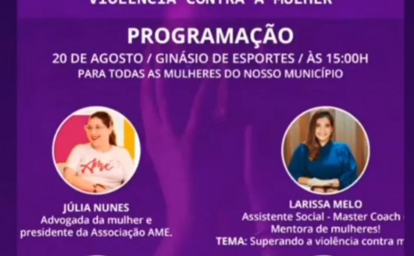 Campanha Agosto Lilás será tema de palestras para mulheres neste sábado em Belo Monte