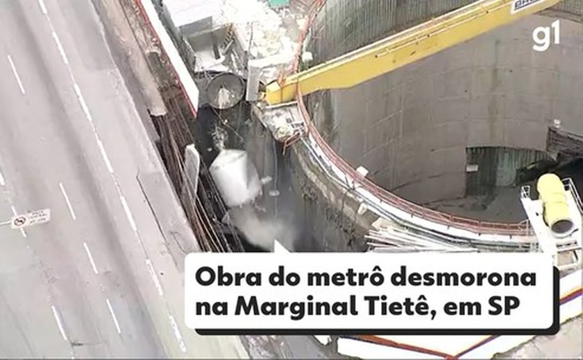 Obra do Metrô de SP desmorona e atinge faixas da Marginal do Tietê