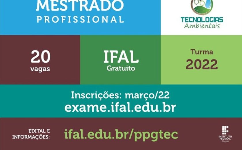 Mestrado Profissional em Tecnologias Ambientais inicia processo seletivo para 2022