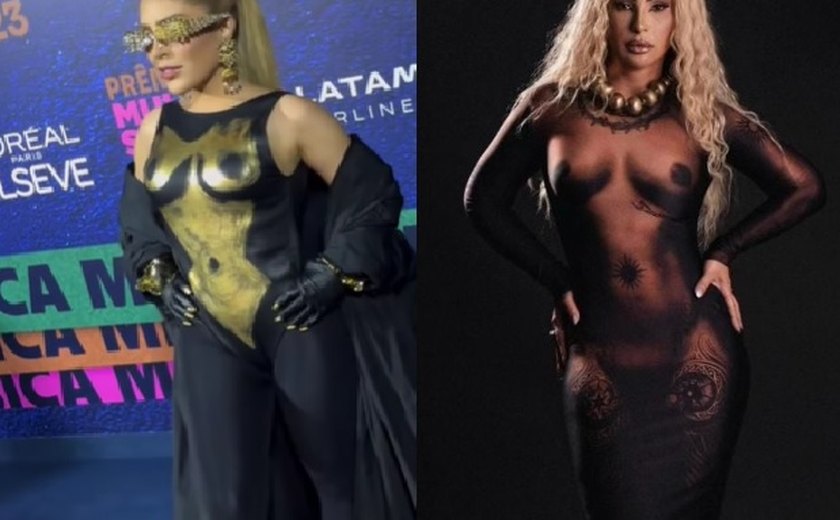 Valesca Popozuda e Manu Bhatidão investem em look que simula corpo nu em Prêmio Multishow