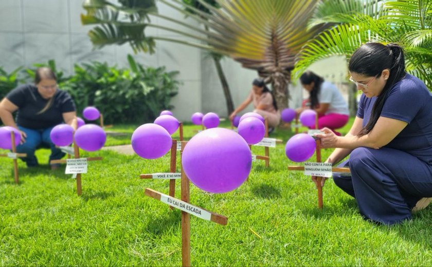 Área Lilás do Hospital de Emergência do Agreste transforma jardim em painel de conscientização sobre violência contra a mulher