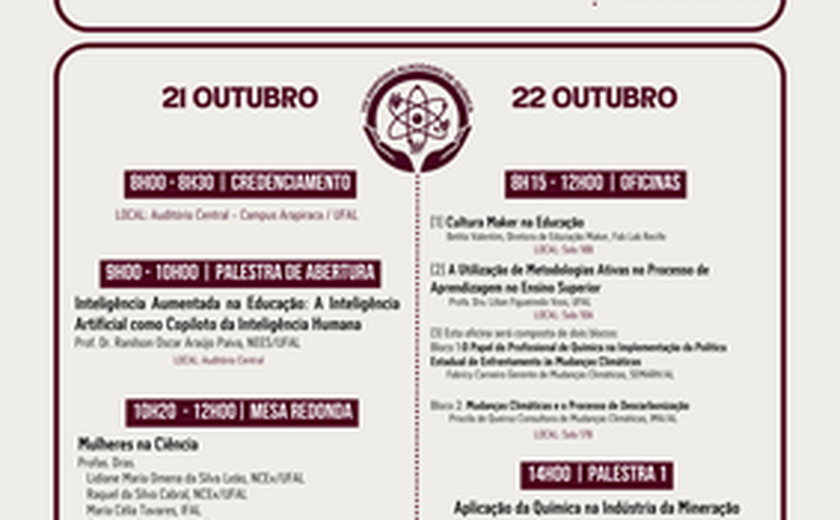 Simpósio Alagoano de Química acontece durante a Sinpete em Arapiraca