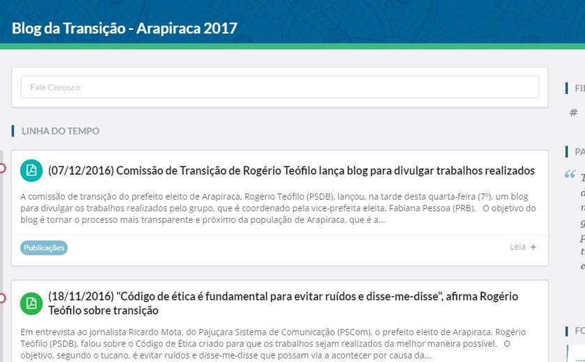 Comissão de Transição de Rogério Teófilo lança blog para divulgar trabalhos realizados