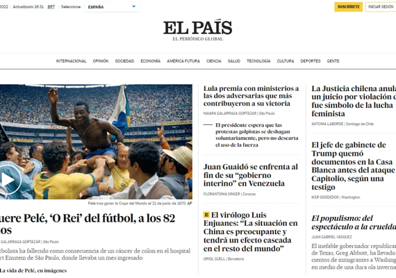 Imprensa internacional repercute morte de Pelé