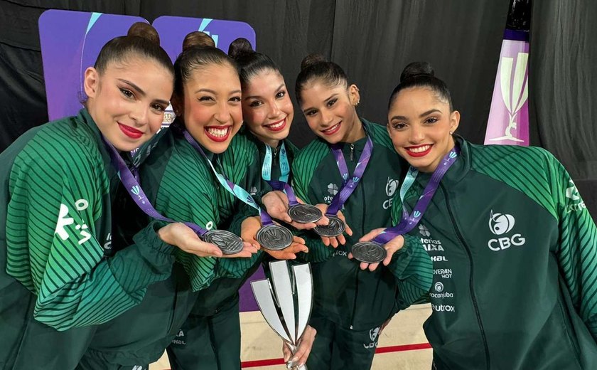 Conjunto brasileiro de ginástica rítmica ganha a prata na última competição antes da Olimpíada