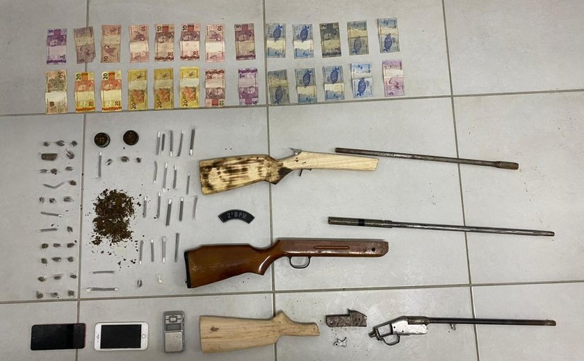 PM apreende armas e dois quilos de drogas em operações na Zona da Mata alagoana