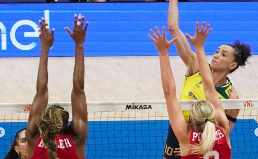 Brasil vence EUA, soma 3ª vitória e segue invicto na Liga das Nações Feminina de Vôlei