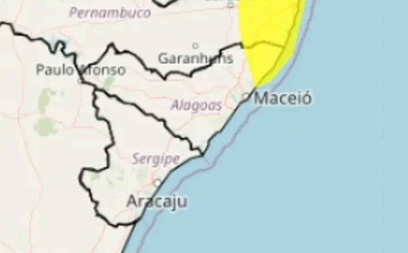 Inmet emite alerta de chuvas para Maceió e outras 16 cidades de Alagoas