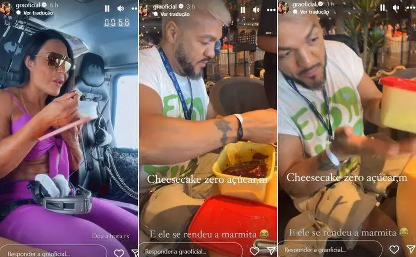 VÍDEO – Foco na dieta: Belo e Gracyanne levam marmitas para cruzeiro de Neymar