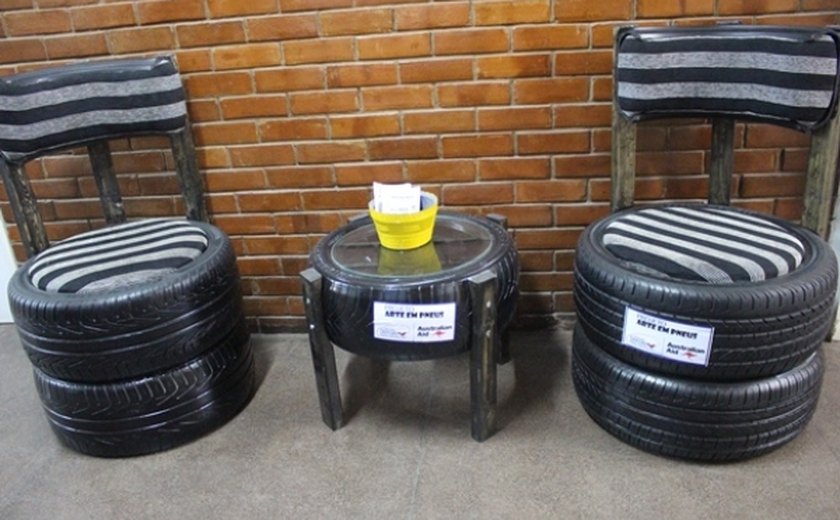 Exposição Projeto Arte da Semarh apresenta pneus reciclados