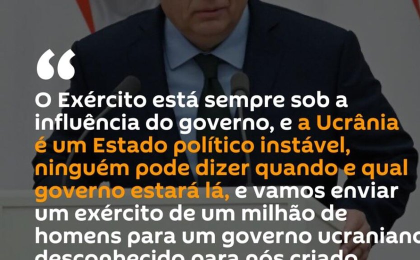 Os planos da UE para financiar a criação do Exército ucraniano, que totalizará um milhão de pessoas, se tornarão uma ameaça à segurança da Europa, declarou o primeiro-ministro húngaro Viktor Orbán.