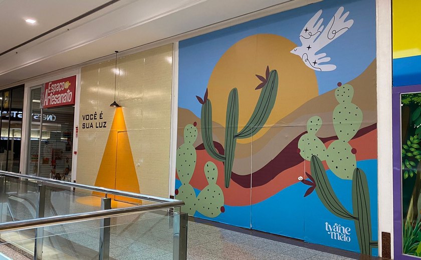 Arapiraca Shopping inaugura painéis visuais assinados por artista local