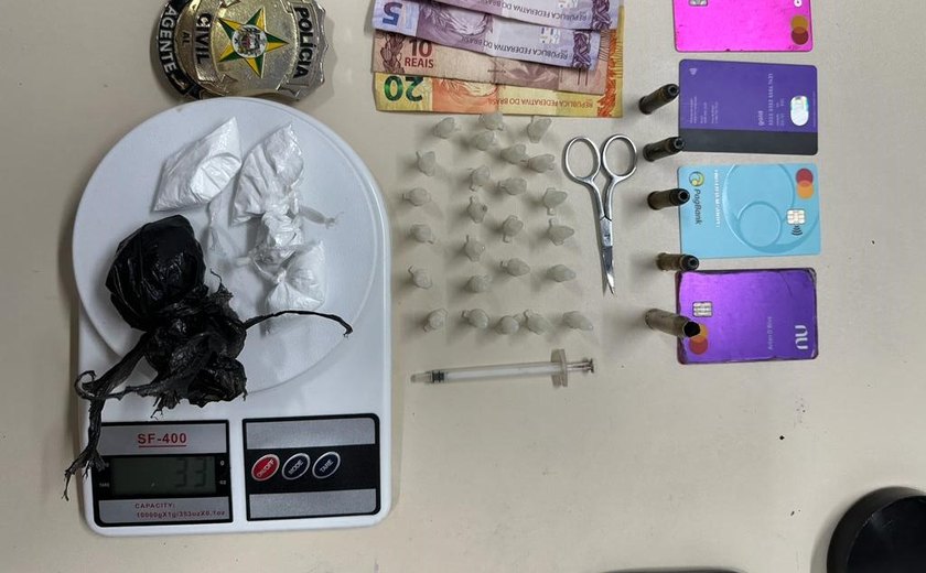 Polícia Civil apreende cocaína e munição de fuzil em Marechal Deodoro