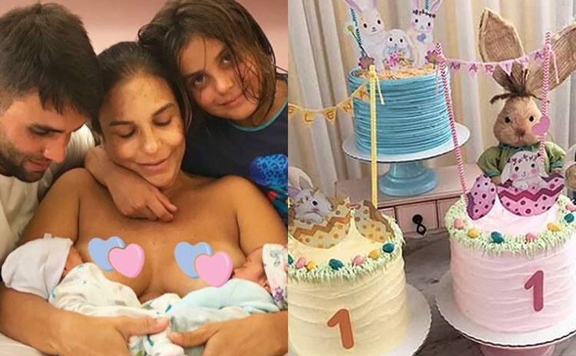 Gêmeas de Ivete Sangalo ganham festa de primeiro mês de vida