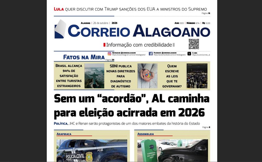 Sem um “acordão”, AL caminha para eleição acirrada em 2026