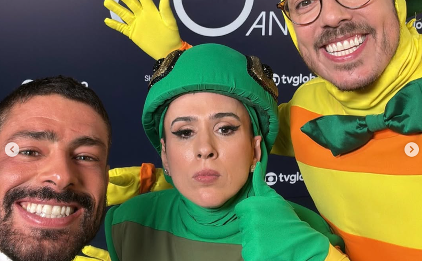 Cauã Reymond posa com Fábio Porchat e Tatá Werneck após piadas com bastidores de 'Vale Tudo'