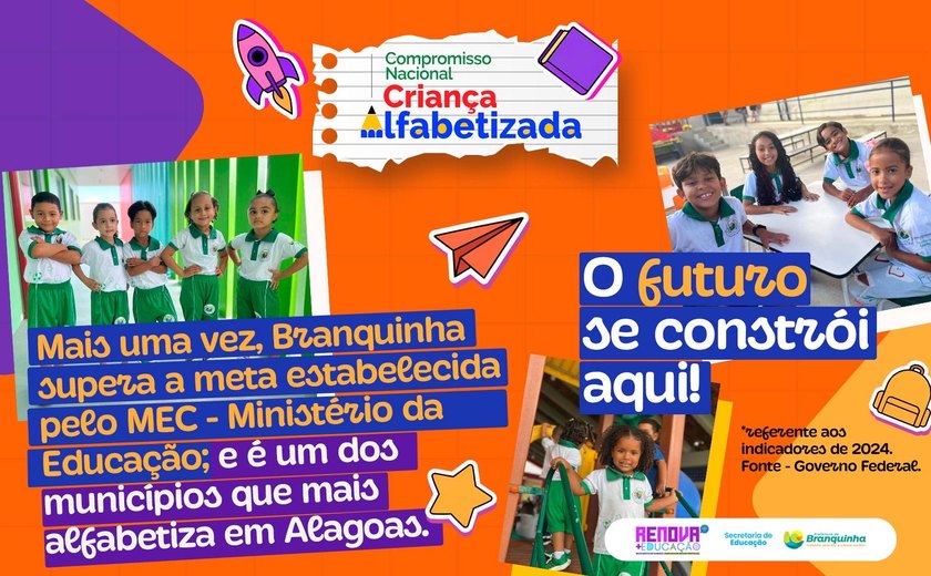 Em mais um ano, município de Branquinha supera meta e avança na alfabetização na idade certa