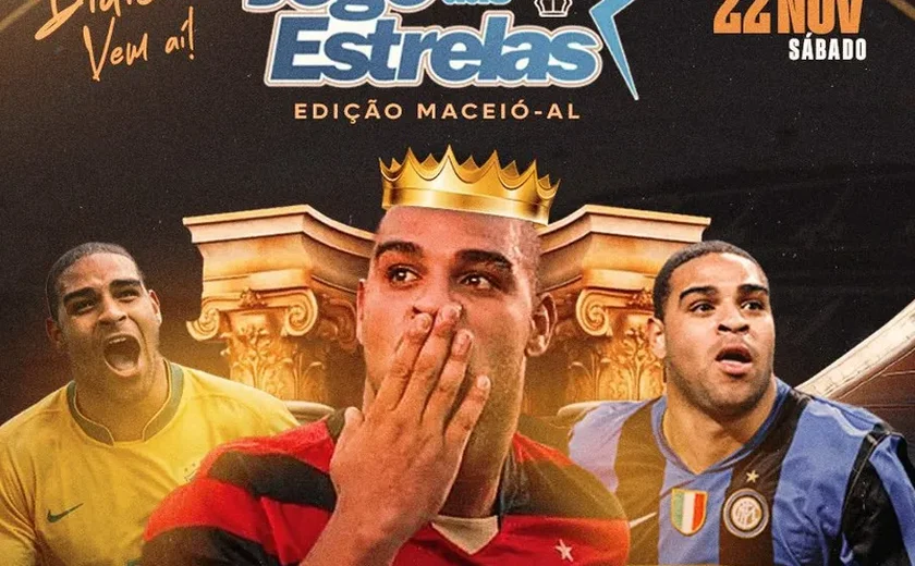 Adriano Imperador participa de jogo festivo em Maceió ao lado de lendas do esporte