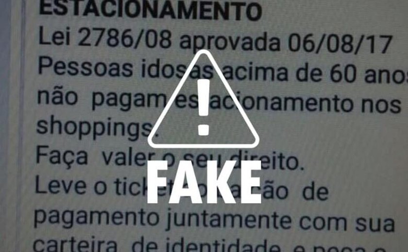 É falso que lei isenta idosos de pagar estacionamento em shopping