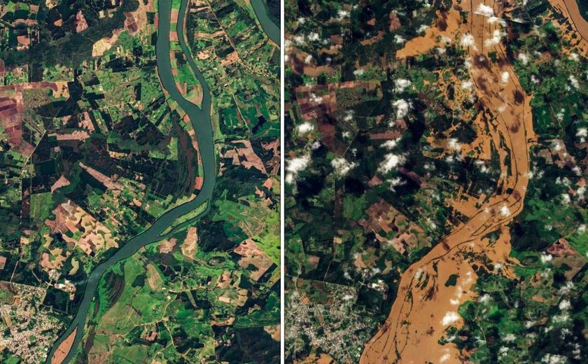 Imagens de satélite mostram alcance da destruição do ciclone no RS
