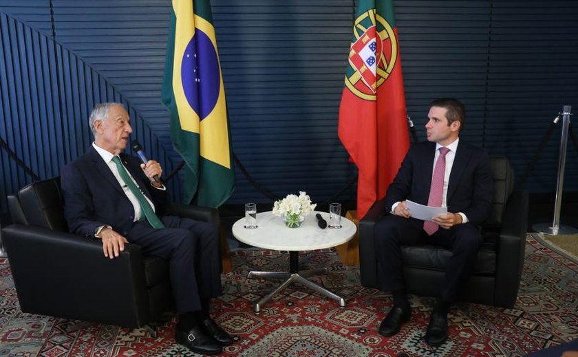 Em encontro com presidente de Portugal, Hugo Motta critica protecionismo