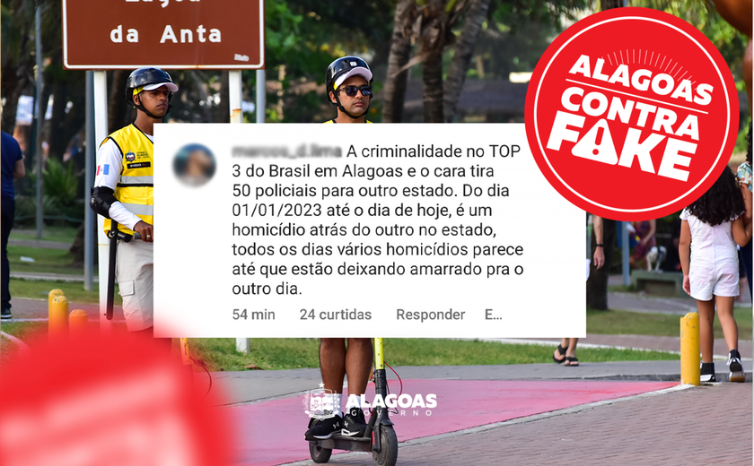 É falso que a criminalidade voltou a crescer em Alagoas