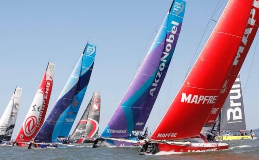 Largada da Volvo Ocean Race tem 5 mil pessoas e torcida por Martine