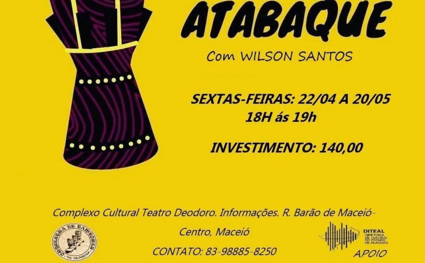 Com o apoio do governo de Alagoas, Orquestra de Tambores promove “Oficina de Atabaques – ritmos Bantu”