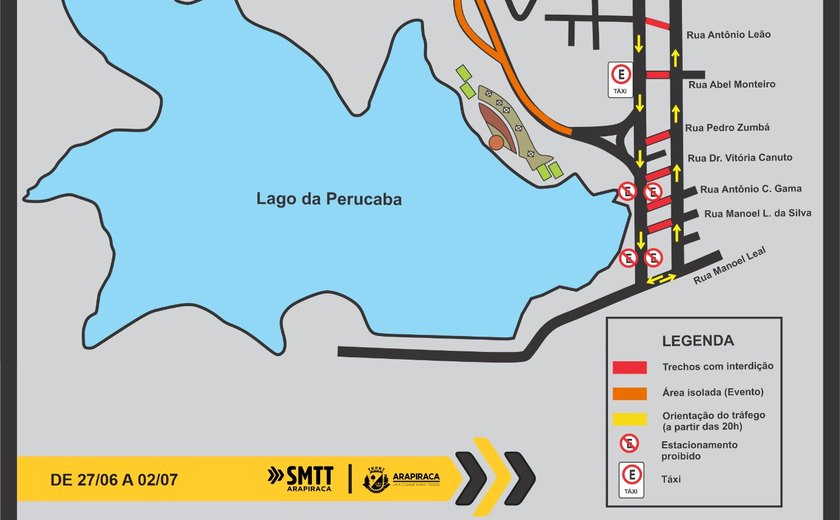 SMTT realiza mudanças no tráfego durante shows no Lago da Perucaba