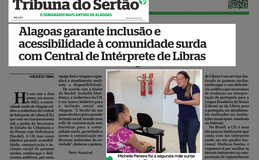 Acessibilidade e inclusão da comunidade surda é destaque em matéria da Tribuna do Sertão