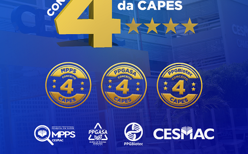 Programas Stricto Sensu Cesmac se consolidam entre as pesquisas desenvolvidas no Brasil com nota 4 na avaliação da CAPES