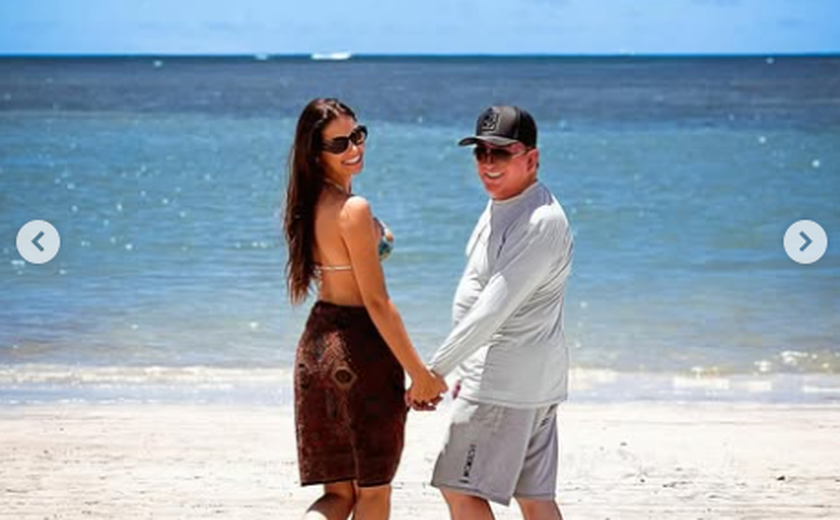Mulher de Amado Batista mostra fotos de viagem de lua de mel com o cantor