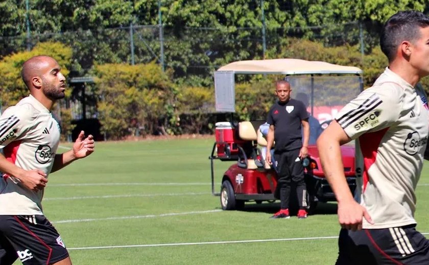Lucas Moura e James Rodrigues treinam pela 1ª vez com todos os companheiros no São Paulo