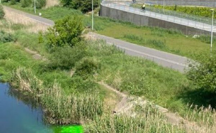 🟢 Mistério de águas verdes: rio polonês Cybinaem muda de cor, assustando moradores