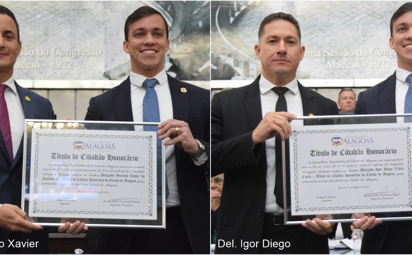 Delegados Gustavo Xavier e Igor Diego recebem o título de Cidadão Alagoano