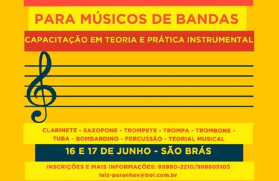 Oficina instrumental para músicos de bandas será realizada em São Brás 