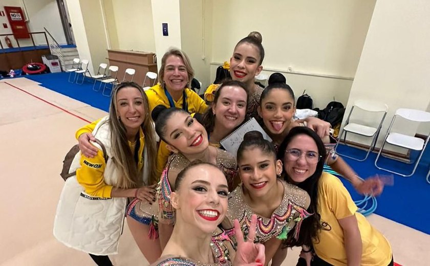 Com alagoana na equipe, Brasil leva ouro inédito na ginástica rítmica