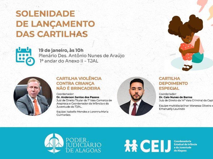 TJAL lança, na próxima segunda (19), cartilhas voltadas à proteção da infância e à escuta qualificada