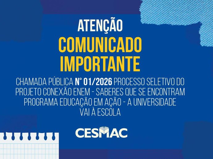 Cesmac lança edital de seleção para o Projeto Conexão Enem – Saberes que se Encontram