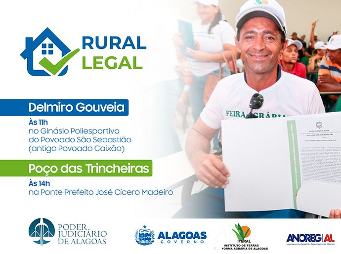 Rural Legal regulariza cerca de 450 imóveis em Delmiro e Poço das Trincheiras, nesta sexta (11)