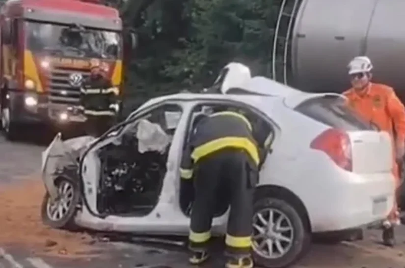 VÍDEO: Sargento da PM morre em acidente entre carro e caminhão