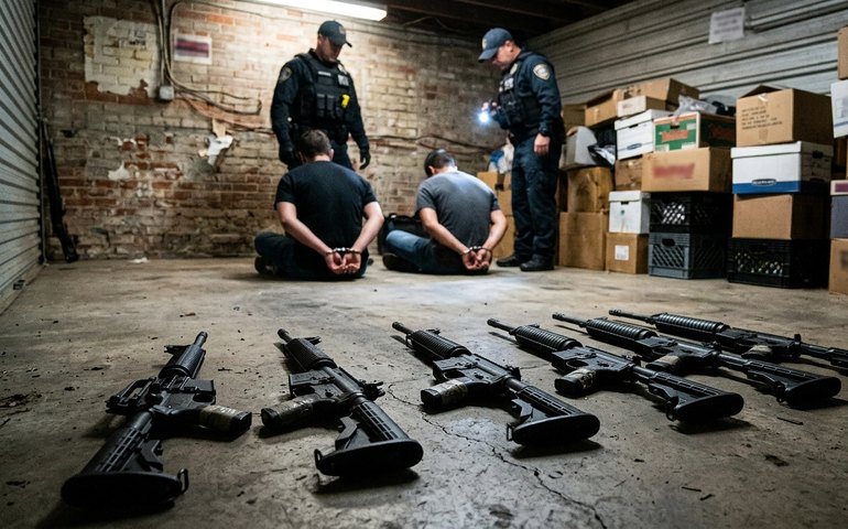 Polícia apreende seis fuzis e prende dois suspeitos em depósito de armas da milícia na Baixada